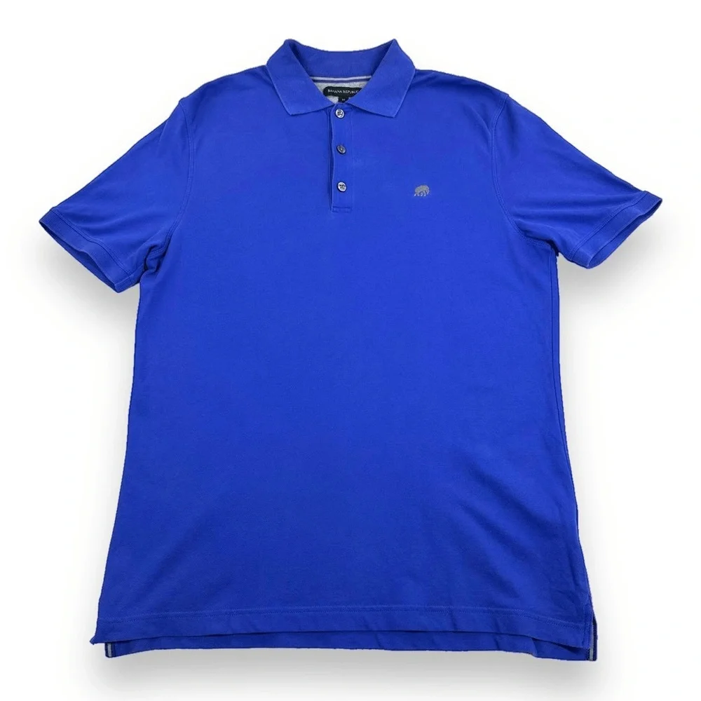 Banana Republic Polo Shirt Mens Medium‎ M Blue Cotton Short Sleeve